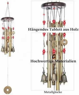 Produktbild von Windspiel-Glocke, chinesische Metallglocke, Feng Shui, Glücksbringer Heimdekoration