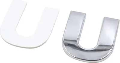 Produktbild von Silberfarbener Metall-Alphabet-Aufkleber in U-Buchstabenform, Emblem Abzeichen, Aufkleber für Auto