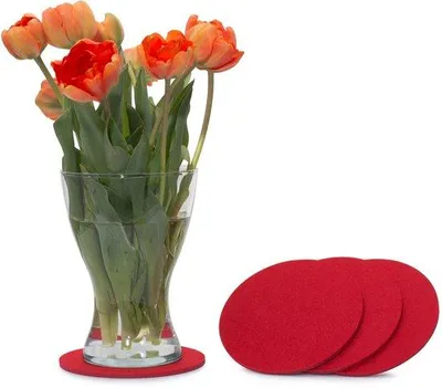 Zdjęcie produktu dla Czerwone podkładki filcowe 15 cm, zestaw 4 sztuki