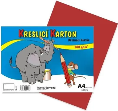 Zdjęcie produktu dla Karton kreslící A4, 180 g, červený, 50 ks