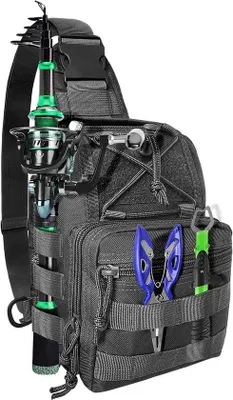 Produktbild von Famanu Rucksack für Angler mit Haltern für Angelruten - Wasserfest