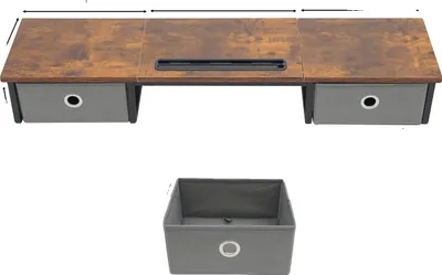 Zdjęcie produktu dla Stojak na monitor, ergonomiczna konstrukcja, zajmujący mało miejsca organizer, brązowy