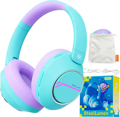 Produktbild von Steellumen Kinder Bluetooth Kopfhörer mit ANC, 74/85/94dB Lautstärkebegrenzung, 60H Akku, Noise Cancelling, Mikrofon, kabellos & faltbar