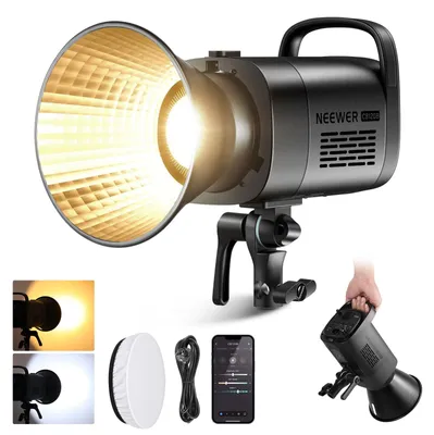 Zdjęcie produktu dla NEEWER CB120B, lampa LED wideo o mocy 120W, sterowanie przez aplikację 2.4G, technologia COB, dwukolorowa, 27