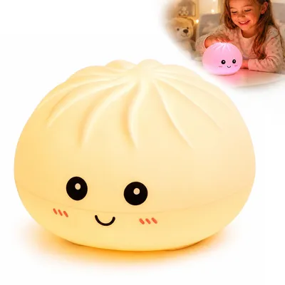 Produktbild von Weiches Silikon Nachtlicht Kinder, LED Schlaflampe mit Akku, augenschonendes Licht, 7 Farben, Touch Steuerung für Babyzimmer