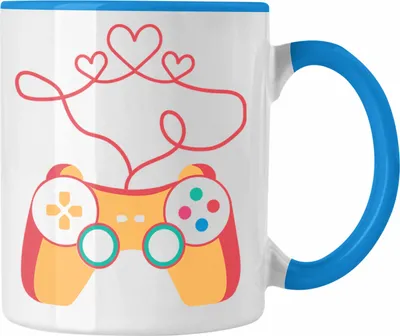 Produktbild von Trendation - Gamer Geschenk Valentinstag Geschenkidee Tasse Freund Freundin Liebe Herz (Blau)