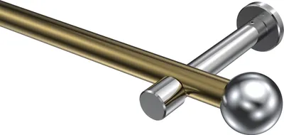 Produktbild von Interdeco Gardinenstange / Vorhangstange Messing Antik / Chrom, Typ Prestige Luino (Kugel) ohne Ringe, 20 mm Ø 1-läufig, 260 cm