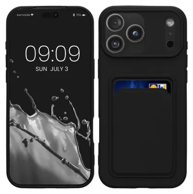 Produktbild von kwmobile Handyhülle für Apple iPhone 17 Pro Max Hülle mit Kartenfach - TPU Case - Kabelloses Laden - Schutzhülle Cover in Schwarz