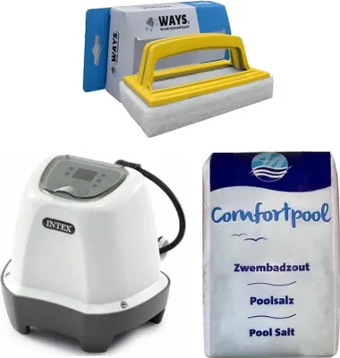 Produktbild von Intex - Salzwassersystem 26662GS & Poolsalz 20 kg & WAYS Scheuerbürste