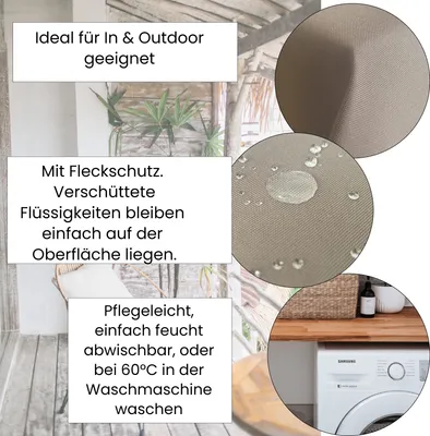 Produktbild von cleanlevel Outdoor Tischdecke Champagner 110x140cm, 100% Polyester, mit Lotuseffekt, Fleckenschutz, wasserabweisend, UV-beständig, waschbar 60°C