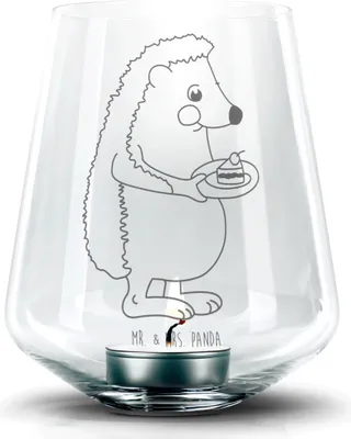 Produktbild von Mr. & Mrs. Panda glas kerzenhalter Igel Kuchenstück - Transparent - Geschenk, Lustige Sprüche, Kuchen Backen, Windlicht, Laterne, Einladung Party, Geburtstagskuchen
