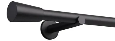 Immagine prodotto di Asta per tende su misura da 25 mm a binario singolo, nera con terminali a cono - Serie Style – 320 cm