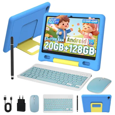 Produktbild von Kinder Tablet 10.1'', 128GB, 20(3+17)GB RAM, Octa-Core, HD IPS Display, mit Tastatur, Maus, Stylus