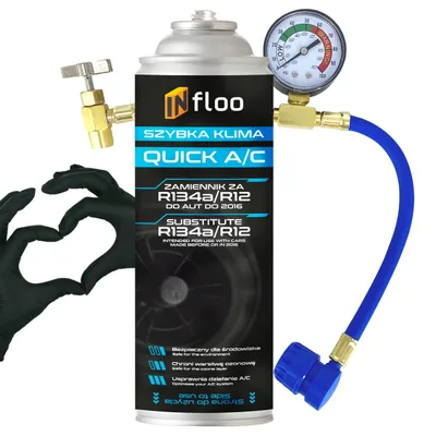 Produktbild von INfloo Quick A/C R134a-Ersatz 185 g mit Füllschlauch und Manometer