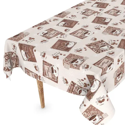 Produktbild von ANRO Wachstuch Tischdecke 240x140cm Schnittkante Coffee Beige