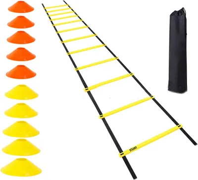 Produktbild von Agility Ladder 12 Sprossen 20ft Speed-Trainingsausrüstungsset mit 10 Dics-Tragetasche für Fußballsportarten