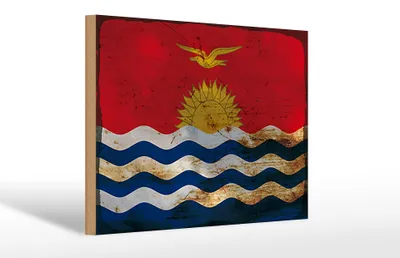 Produktbild von Holzschild Flagge Kiribati 30x20cm Flag of Kiribati Rost
