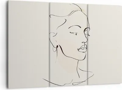 Produktbild von Bild auf Leinwand - Leinwandbild - 3 Teile - Frau Zeichnung Linie - 105x70cm - Wand Bild - Wanddeko - Wandbilder - Leinwanddruck - Bilder - Wanddekoration - Leinwand bilder - Wandbild - CE105x70-5046