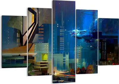 Produktbild von Bild auf Leinwand - Leinwandbild - Fantasie Stadt - 150x100cm - Wand Bild - Wanddeko - Wandbilder - Leinwanddruck - Bilder - Kunstdruck - Wanddekoration - Leinwand bilder - Wandkunst - EA150x100-3890