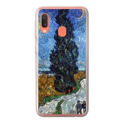 Produktbild von MuchoWow® Handyhülle Schutzhülle Hülle für Samsung Galaxy A20e Straße mit Zypresse und Stern - Vincent van Gogh Silikon Softcase Handy Hülle - Abdeckung