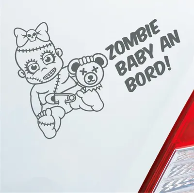 Produktbild von Auto Aufkleber Zombie Baby an Bord on Tour 30x21 cm Grau Sticker Heckscheibenaufkleber