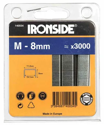 Image de Agrafes Ironside 8Mm type M Contenu : 3000 pièces