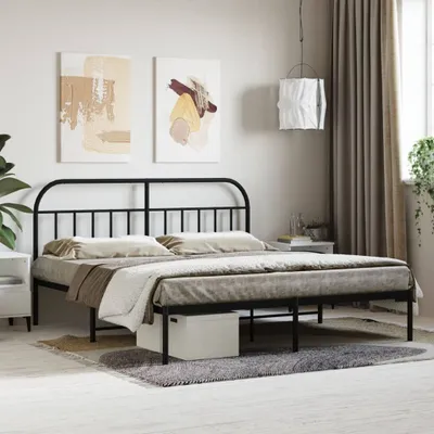 Produktbild von [Home] Bettgestell mit Kopfteil Metall Schwarz 180x200 cm , Neue Mode 2024 im häuslichen Leben