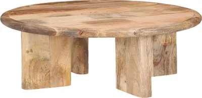 Image de Marrakech Table basse ronde 80 cm en bois de manguier massif | Grande table de salon de style moderne boho & scandi | Table basse Absa en bois faite main | Table design pour salon & lounge
