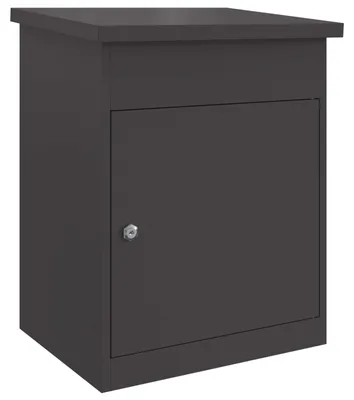 Image de Boîte à colis vidaXL avec espace de rangement, noire, 47,5 x 38 x 59 cm, en acier