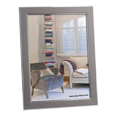Image de Cadre photo en métal, dimensions 10x15 cm, couleur gris, bordure argentée, marque ZEP Olimpia
