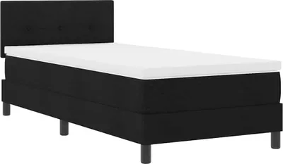 Zdjęcie produktu dla Łóżko Tapicerowane 100x200 Czarne z Zagłówkiem Jednoosobowe do Sypialni