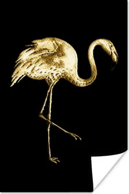 Produktbild von MuchoWow® Poster Gold - Flamingo - Schwarz 20x30 cm - Papierdruck