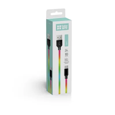 Obrázok produktu pre ColorWay Kábel USB Type-C 2.4A 1m - multicolor
