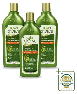 Immagine prodotto di 3 flaconi di shampoo Dalan d'Olive per capelli secchi e danneggiati, 400 ml - Confezione da 3 pezzi