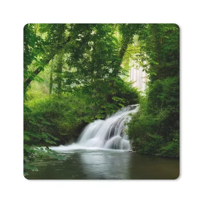 Produktbild von MuchoWow® Mauspad Mousepad Wasserfall - Natur - Grün 20x20 cm - Mousepads - Maus Mat - Pad - Mausunterlage - Desk Mat - Bureauartikeln