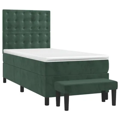 Produktbild von Boxspringbett mit Matratze Dunkelgrün 90x200 cm Samt
