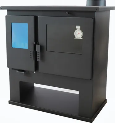 Image de Verso CS Lite poêle à bois avec four intégré et thermomètre, 7.7 kW, plaque de cuisson polyvalente, poêle à bois pour les pièces à vivre