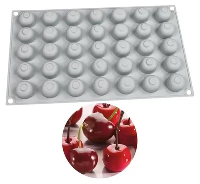 Immagine prodotto di Stampo in silicone con 35 cavità a forma di ciliegia, ideale per mousse, torte, cioccolato, sapone e candele