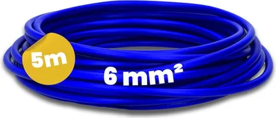 Productafbeelding van Kalitec, 5 meter, H07V-K, 6 mm², ultramarijnblauw, installatiedraad. Flexibele aderleiding, litze van 6 mm², fijndradig, enkele ader, kabel voor schakelkasten, aansluitdraad