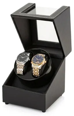 Productafbeelding van Horlogedoos iUni, Rotomat voor 2 horloges, zwart