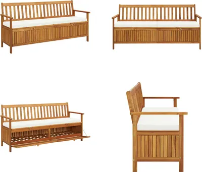 Produktbild von vidaXL Sitzbank mit Stauraum und Sitzpolster 170 cm Massivholz Akazie - Bank - Bänke - Sitzbank - Sitzbänke