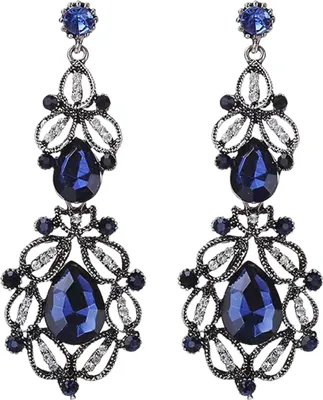 Produktbild von 1 Paar Damen-Ohrringe mit ausgehöhltem Strass-Dekor, leichte Hängeohrringe, lange baumelnde Ohrringe, Ohrschmuck für Abschlussball, Party, Dating