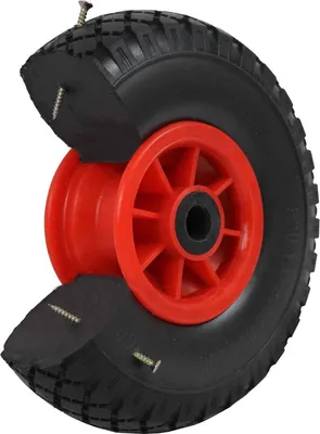 Produktbild von Sackkarrenrad PolyurethanRad 260x85 mm 3.00-4 75 mm zentrierte Nabe Ø 20 mm rot Vollgummi Bollerwagen