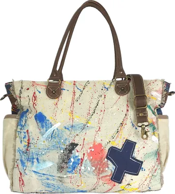 Produktbild von Sunsa Damen Handtasche. XXL Tasche aus Canvas/Leinwand & Leder. Große Strandtasche/Weekender