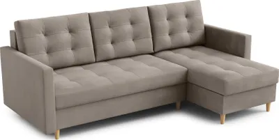 Produktbild von DOMO-HOME Narożnik z funkcją spania DIVO - Elegancki design 224x103cm | Wysokiej jakości materiały | Idealny do salonu | Wszechstronny wybór kolorów | Kolor ciemny kremowy | Prawo