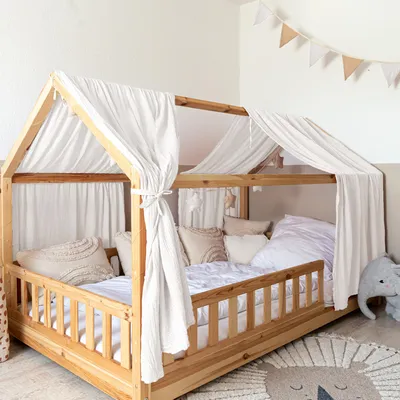Obrázok produktu pre Nebesá na domčekovú posteľ 135x270 cm biele so zlatou aplikáciou - 2 pásy látky