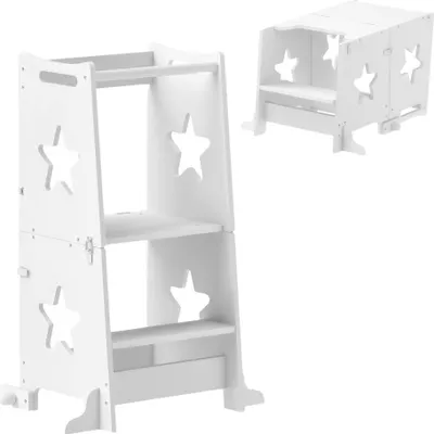 Produktbild von AIYAPLAY Kinder-Aussichtsturm, Lernturm, Trapezform, 2-in-1-Design für Kinder von 3-6 Jahren, Weiß
