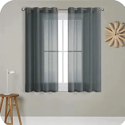 Produktbild von Elegante Vorhänge Set 2 weiß 140x122 cm Stoff