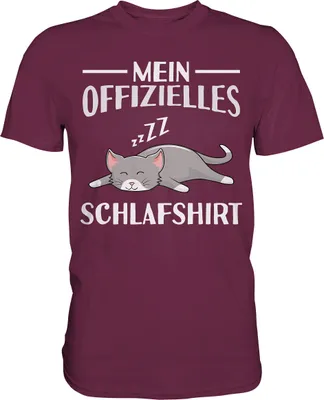 Produktbild von Offizielles Schlafshirt Nachthemd Schlafanzug Pyjama Katze T-Shirt – Burgundy / L