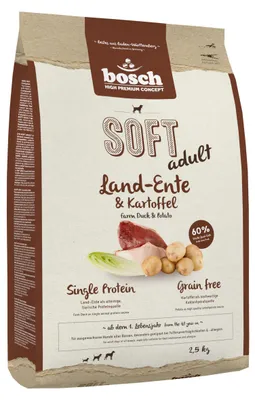 Productafbeelding van Bosch Tiernahrung HPC SOFT / PLUS SOFT, volwaardig voer voor volwassen eenden, met aardappel, 2,5 kg